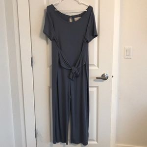 Jackson Rowe Slate Gray Short Sleeve Jumpsuit with Waist Tie